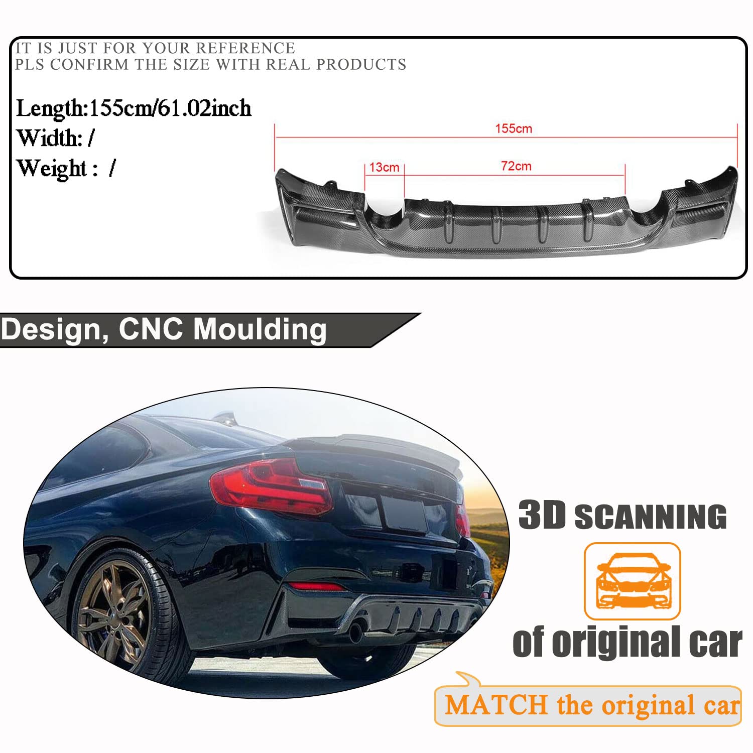 Amazon.co.jp: カーボンファイバーリアディフューザー為にBMW 2